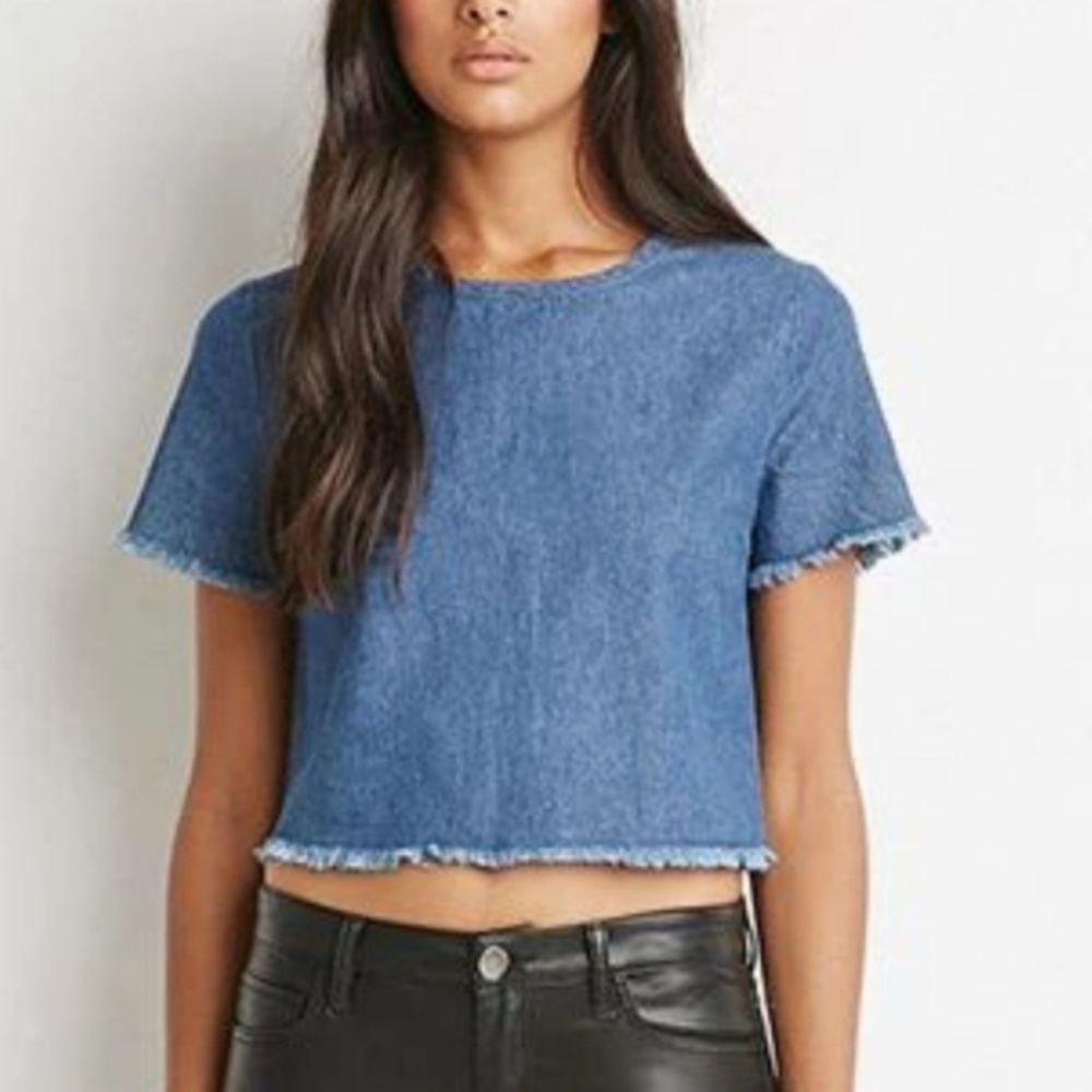 Crop denim top large